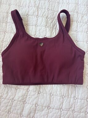 Lululemon Burgundy Bay Nulu Ribbed Scoopneck Bra Light Support B/C Cup Heart
